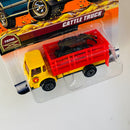 1999 Matchbox Farm Dodge Cattle Truck amarillo con 2 Vacas