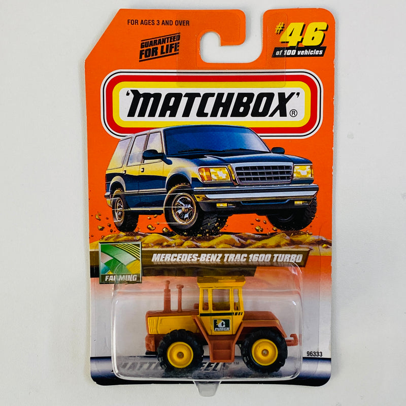 2000 Matchbox CHASE de Edición Limitada Farming Mercedes Benz Trac 1600 Turbo amarillo con marrón