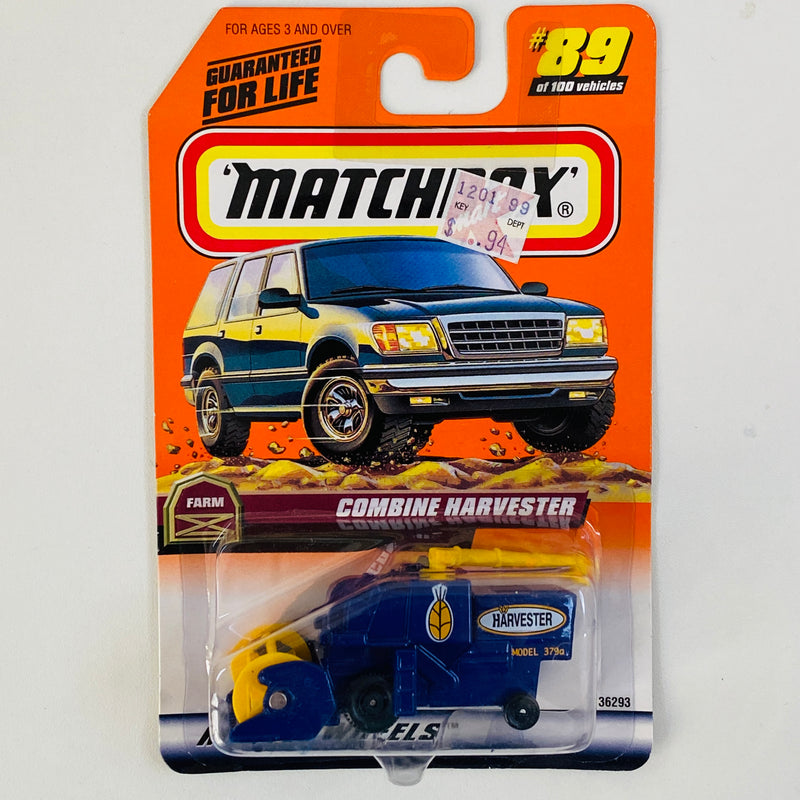 1999 Matchbox Farm Combine Harvester cosechadora azul