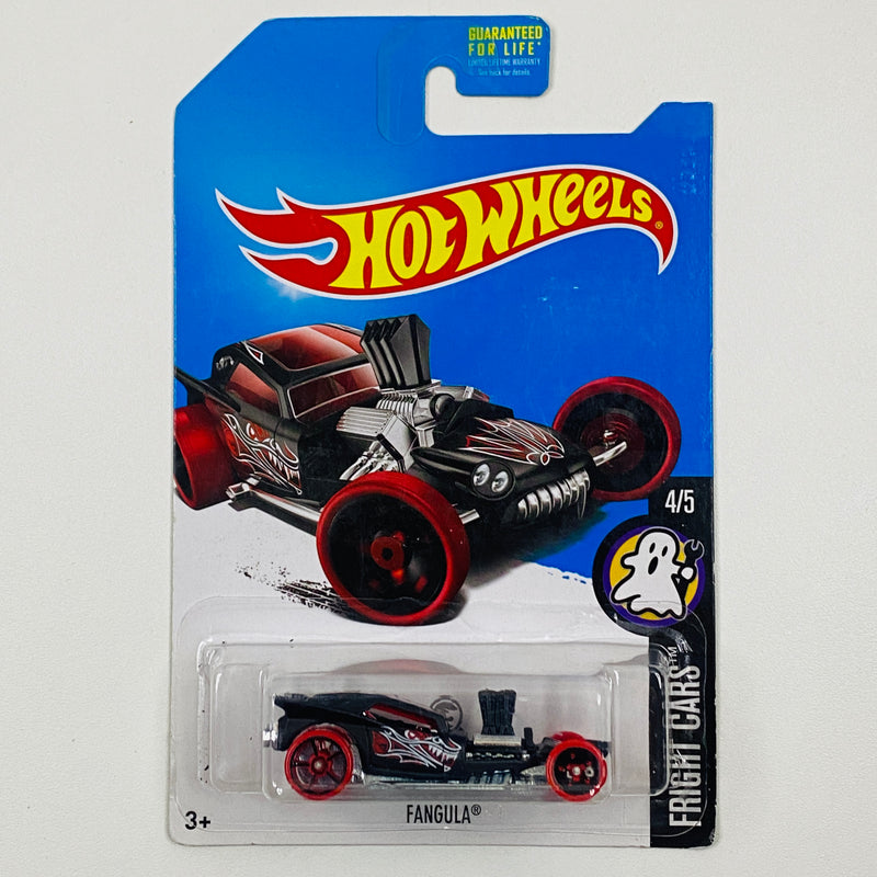 2017 Hot Wheels Treasure Hunt Fright Cars Fangula negro OH5 con SK5 base ZAMAC