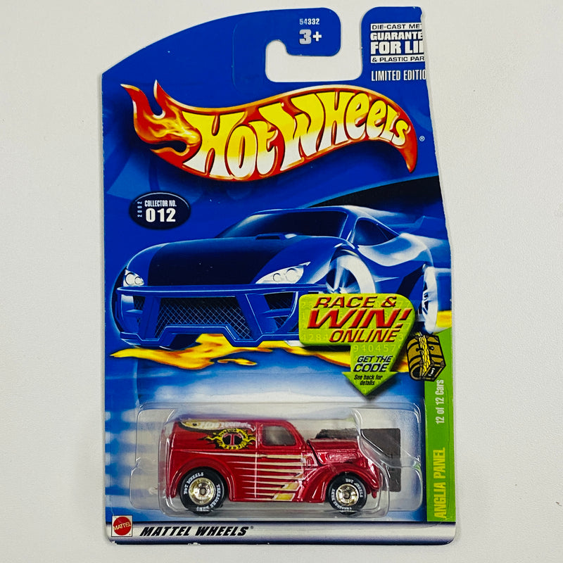 2002 Hot Wheels Treasure Hunt Anglia Panel Ford rojo metálico Llantas de Goma RR - Detalle en Tarjeta