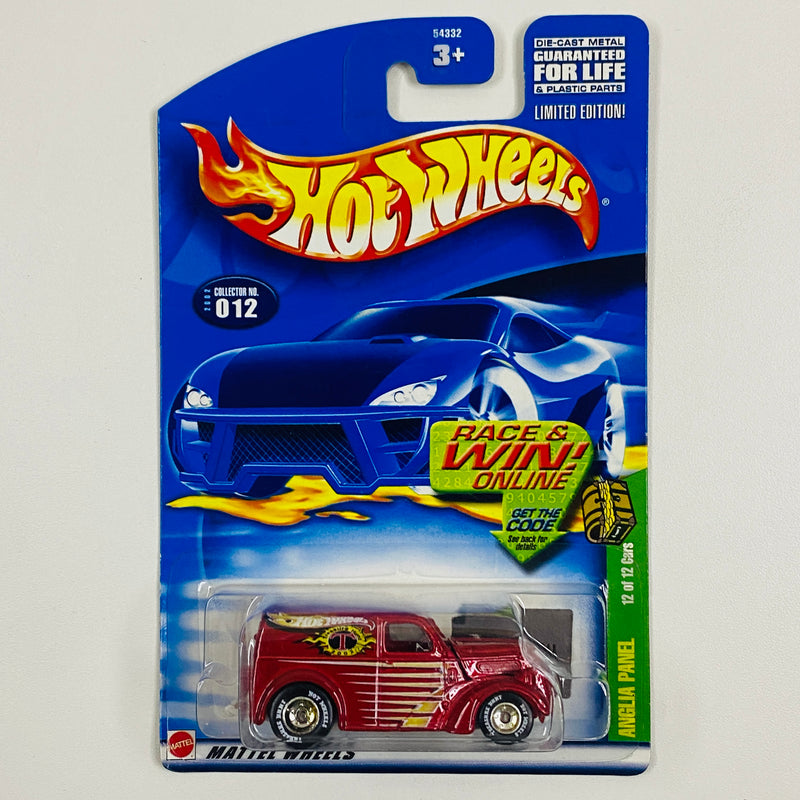 2002 Hot Wheels Treasure Hunt Anglia Panel Ford rojo metálico Llantas de Goma RR