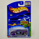 2002 Hot Wheels Treasure Hunt Factory Sealed Tail Dragger 41 Ford Coupe morado metálico Llantas de Goma RR base ZAMAC