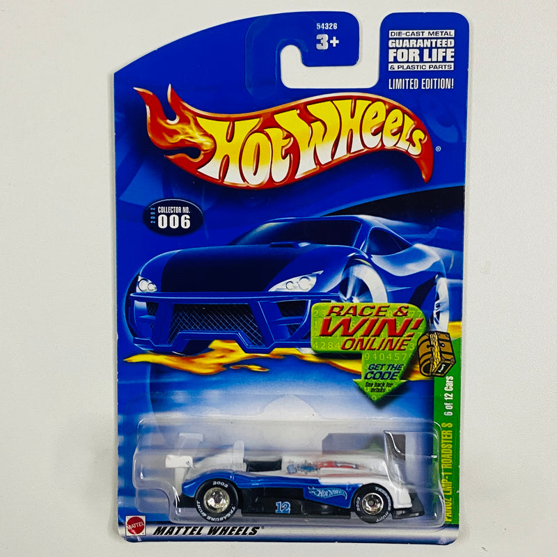 2002 Hot Wheels Treasure Hunt Panoz LMP-1 Roadster S blanco con azul Llantas de Goma RR