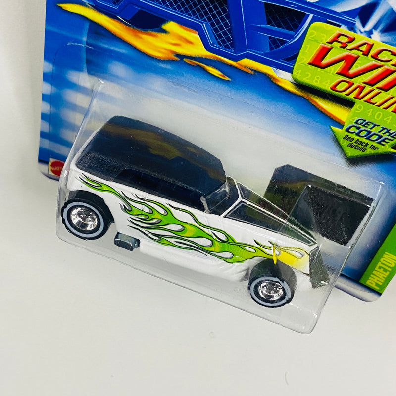 2002 Hot Wheels Treasure Hunt Factory Sealed Phaeton Ford blanco con flamas Llantas de Goma RR base ZAMAC