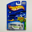 2002 Hot Wheels Treasure Hunt 1930 Ford Phaeton Model A blanco con flamas Llantas de Goma RR base ZAMAC