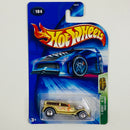 2004 Hot Wheels Treasure Hunt 32 Ford Lil' Coffin Double Demon dorado metálico Llantas de Goma RR base ZAMAC
