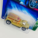 2004 Hot Wheels Treasure Hunt 32 Ford Lil' Coffin Double Demon dorado metálico Llantas de Goma RR base ZAMAC