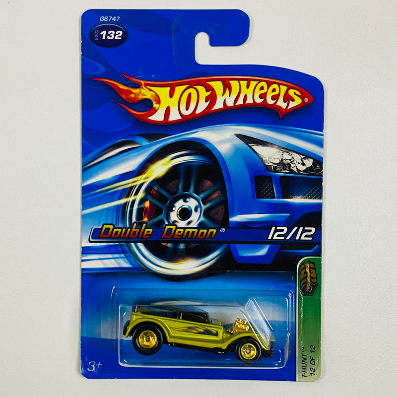 2005 Hot Wheels Treasure Hunt 32 Ford Lil' Coffin Double Demon verde metálico Llantas de Goma RR