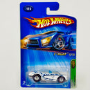 2005 Hot Wheels Treasure Hunt T-Hunt 1958 Corvette blanco con flamas Llantas de Goma RR Redline