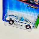 2005 Hot Wheels Treasure Hunt T-Hunt 1958 Corvette blanco con flamas Llantas de Goma RR Redline