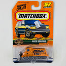 1999 Matchbox Wilderness Adventure Snow Groomer naranja con Tolva Móvil Primera Edición - Detalle Burbuja