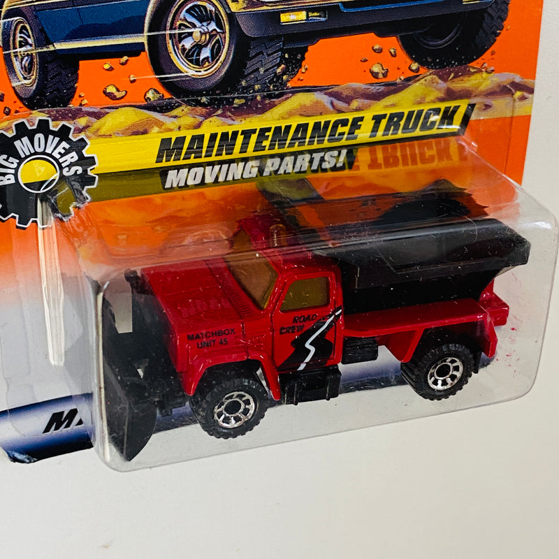 1998 Matchbox Moving Parts Big Movers Chevrolet Maintenance Truck rojo con Pala Extraíble