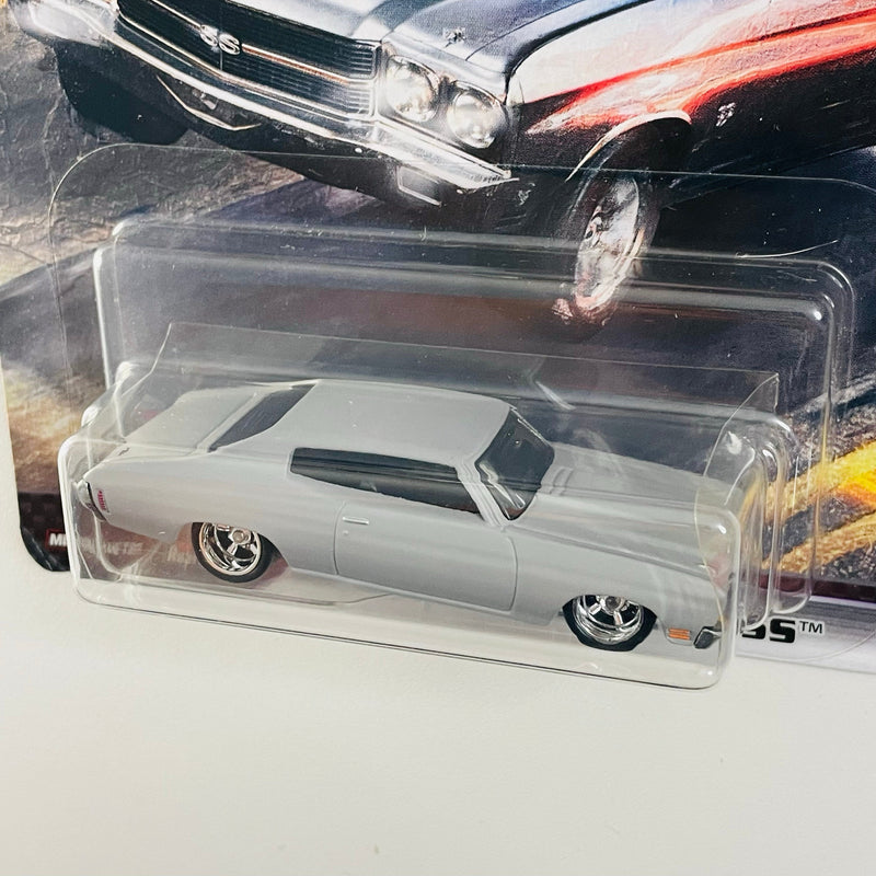 2019 Hot Wheels Premium Fast & Furious Fast Superstars Rápidos y Furiosos 70 Chevrolet Chevelle SS plata Llantas de Goma RR base ZAMAC