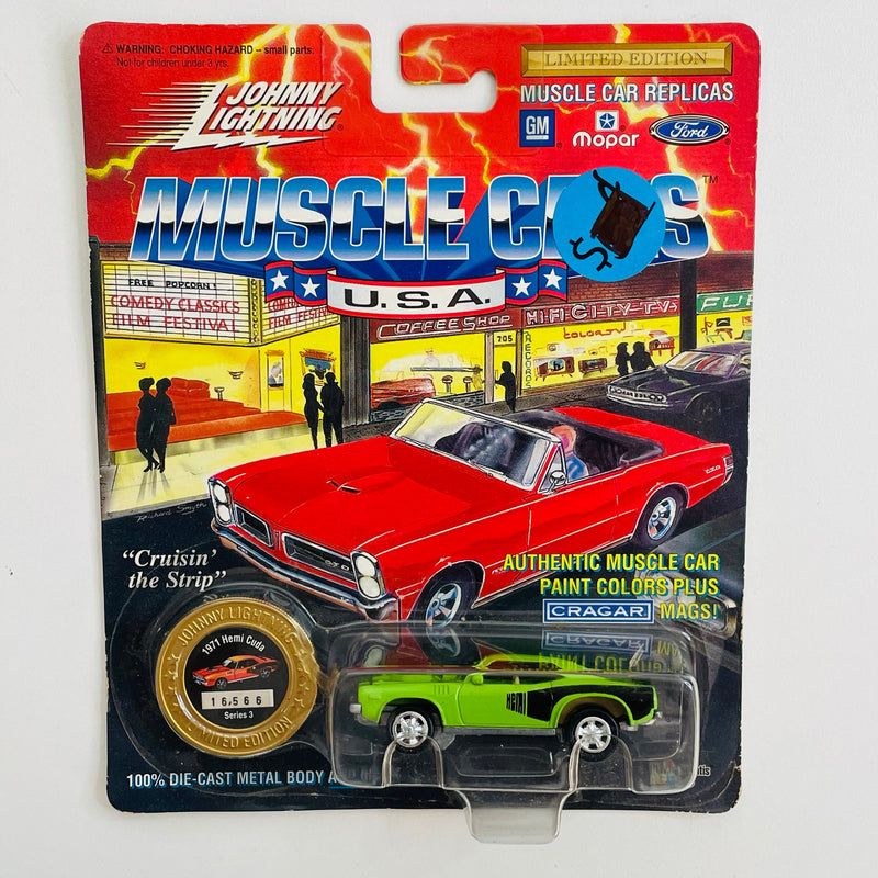 1994 Johnny Lightning Muscle Cars USA Limited Edition 1971 Plymouth Hemi Cuda verde con Moneda Coleccionista