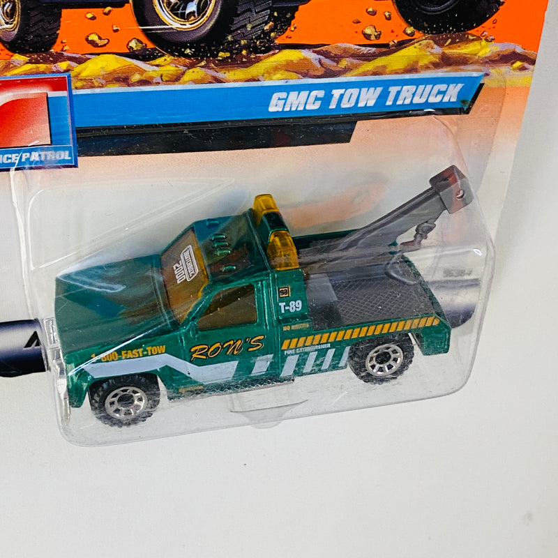 2000 Matchbox CHASE de Edición Limitada Police Patrol GMC Tow Truck verde con Grúa Móvil