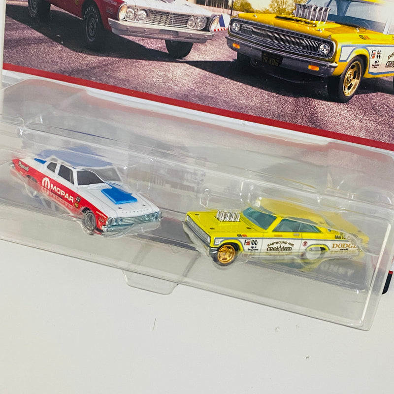 2023 Hot Wheels Premium Car Culture Classic Muscle 2 Pack Set de 2 - 63 Plymouth Belvedere 426 Wedge y 65 Dodge Coronet con Llantas de Goma RR