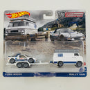 2021 Hot Wheels Premium Car Culture Team Transport Ford RS200 en Trailer y Rally Van con Llantas de Goma RR