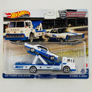 2022 Hot Wheels Premium Car Culture Team Transport 65 Ford Galaxie y camión Ford C-800 con Llantas de Goma RR