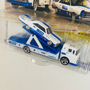 2022 Hot Wheels Premium Car Culture Team Transport 65 Ford Galaxie y camión Ford C-800 con Llantas de Goma RR