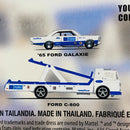 2022 Hot Wheels Premium Car Culture Team Transport 65 Ford Galaxie y camión Ford C-800 con Llantas de Goma RR