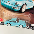 2024 Hot Wheels Premium Boulevard Porsche 964 celeste Llantas de Goma RR
