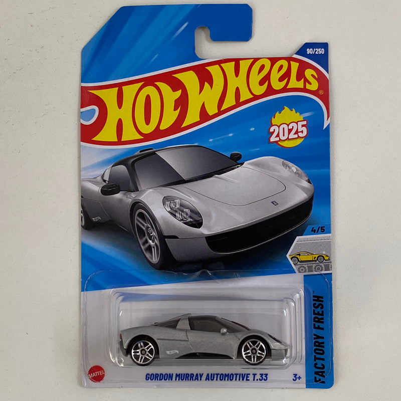 2025 Hot Wheels Factory Fresh Gordon Murray Automotive T.33 plata metálico PR5 Primera Edición