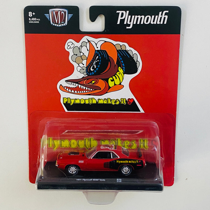 2021 M2 Machines Auto-Drivers Limited Edition 1/8,480 1971 Plymouth HEMI Cuda R73 rojo Llantas de Goma