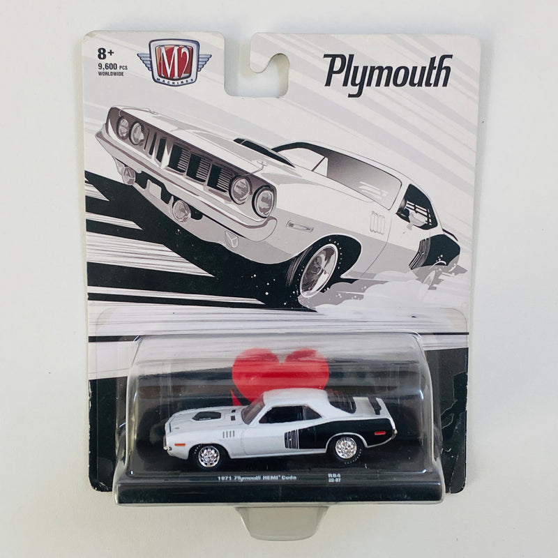 2022 M2 Machines Auto-Drivers Limited Edition 1/9,600 1971 Plymouth HEMI Cuda R84 blanco Llantas de Goma