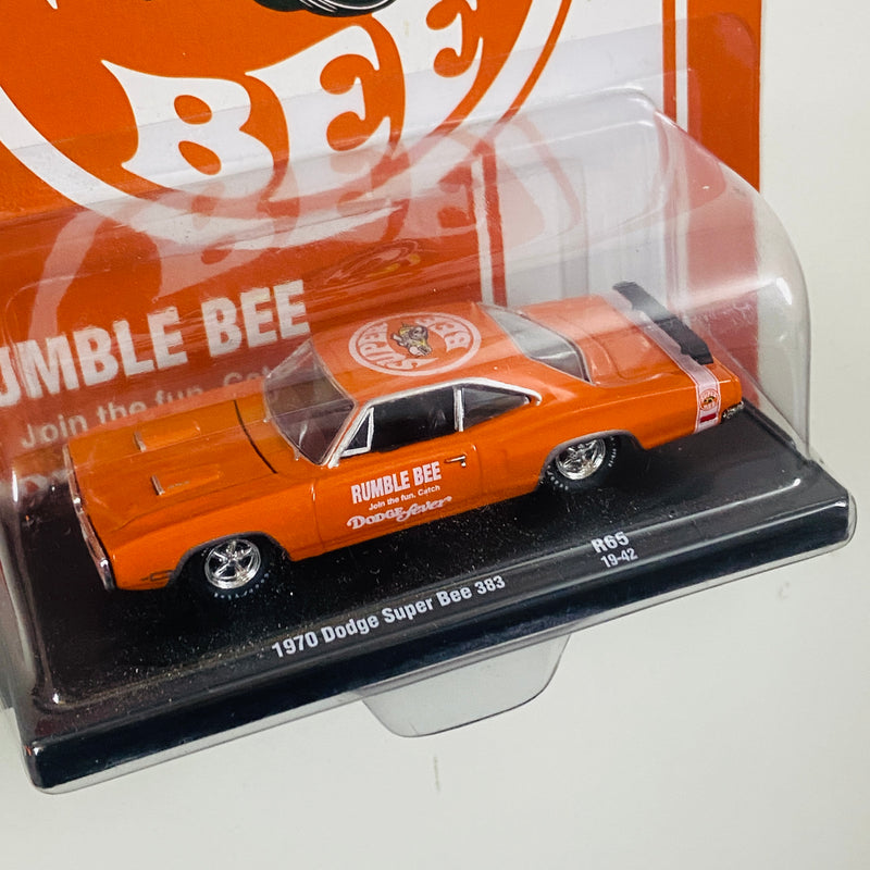 2019 M2 Machines Auto-Drivers Limited Edition 1/4,875 1970 Dodge Super Bee 383 R65 naranja Llantas de Goma