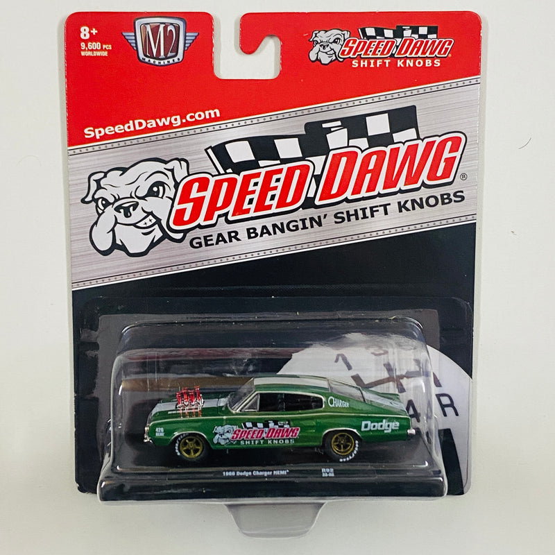 2023 M2 Machines Auto-Drivers Limited Edition 1/9,600 Speed Dawg 1966 Dodge Charger HEMI R92 verde Llantas de Goma