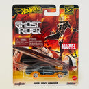 2025 Hot Wheels Premium Pop Culture Marvel Ghost Rider Charger Dodge negro con flamas Llantas de Goma RR base ZAMAC