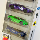 2025 Hot Wheels Motor Show 5 Pack Set de 5 - Aston Martin Vulcan, Ferrari SF90 Stradale, 17 Ford GT, Lamborghini Huracan LP 610-4, Lotus Evija