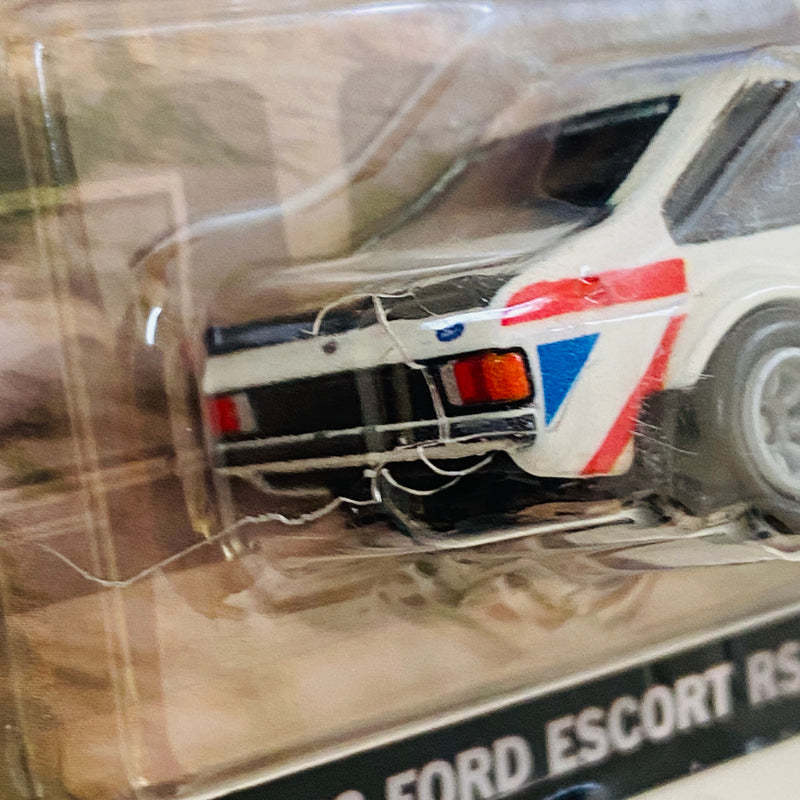 2024 Hot Wheels Premium Pop Culture Forza Horizon 5 78 Ford Escort RS 1800 MK2 blanco Llantas de Goma RR - Detalle Burbuja A