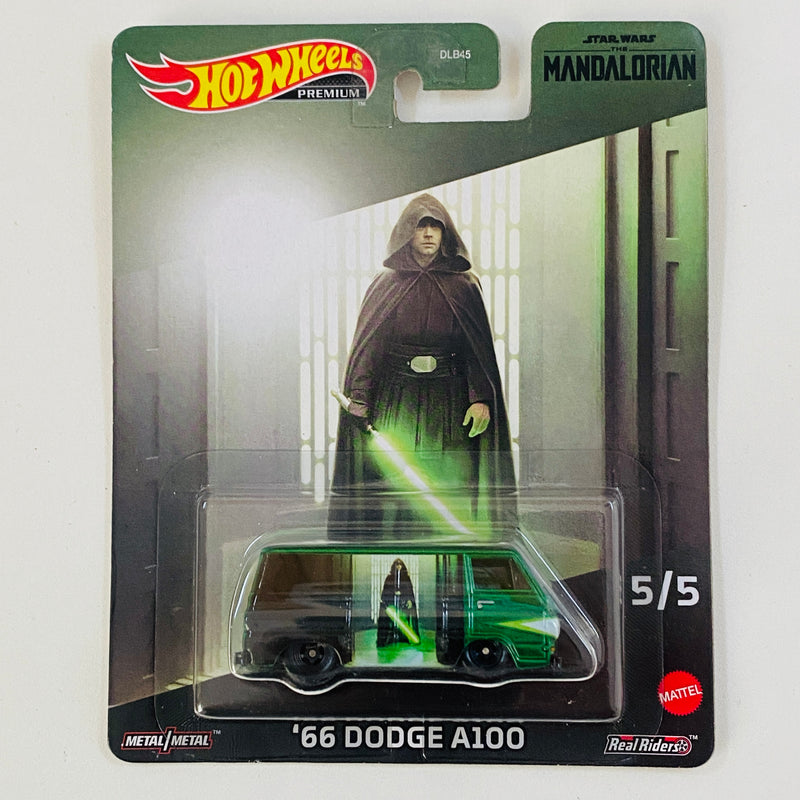 2023 Hot Wheels Premium Pop Culture Star Wars The Mandalorian Luke Skywalker 66 Dodge A100 negro con verde Llantas de Goma RR