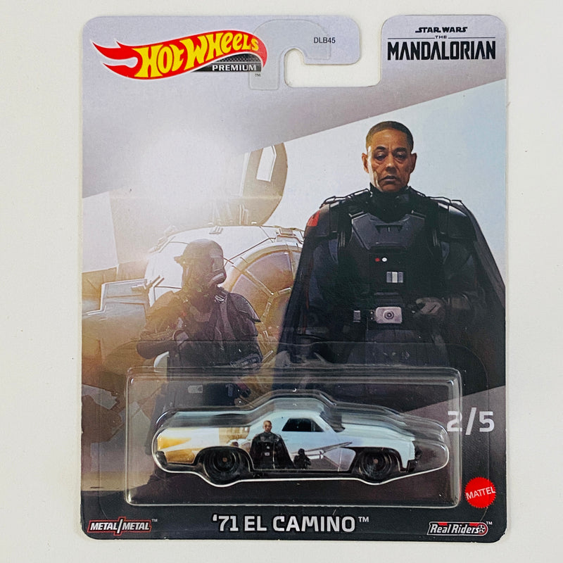 2023 Hot Wheels Premium Pop Culture Star Wars The Mandalorian Moff Gideon 71 El Camino Chevrolet blanco Llantas de Goma RR