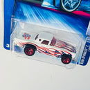 2004 Hot Wheels Star Spangled Ford T-Bird 1957 blanco con flamas 5SP