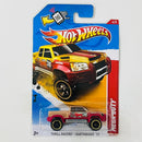 2012 Hot Wheels Thrill Racers Earthquake Mega-Duty rojo 6SP base ZAMAC