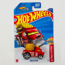 2025 Hot Wheels NETFLIX Let's Race Fast Foodie Buns of Steel rojo 5SP base ZAMAC