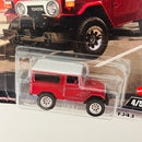 2024 Hot Wheels Premium Pop Culture Fast & Furious Rápidos y Furiosos Toyota Land Cruiser FJ43 rojo Llantas de Goma RR Primera Edición