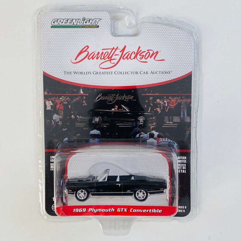 2021 Greenlight Limited Edition Barrett Jackson 1969 Plymouth GTX Convertible negro Llantas de Goma