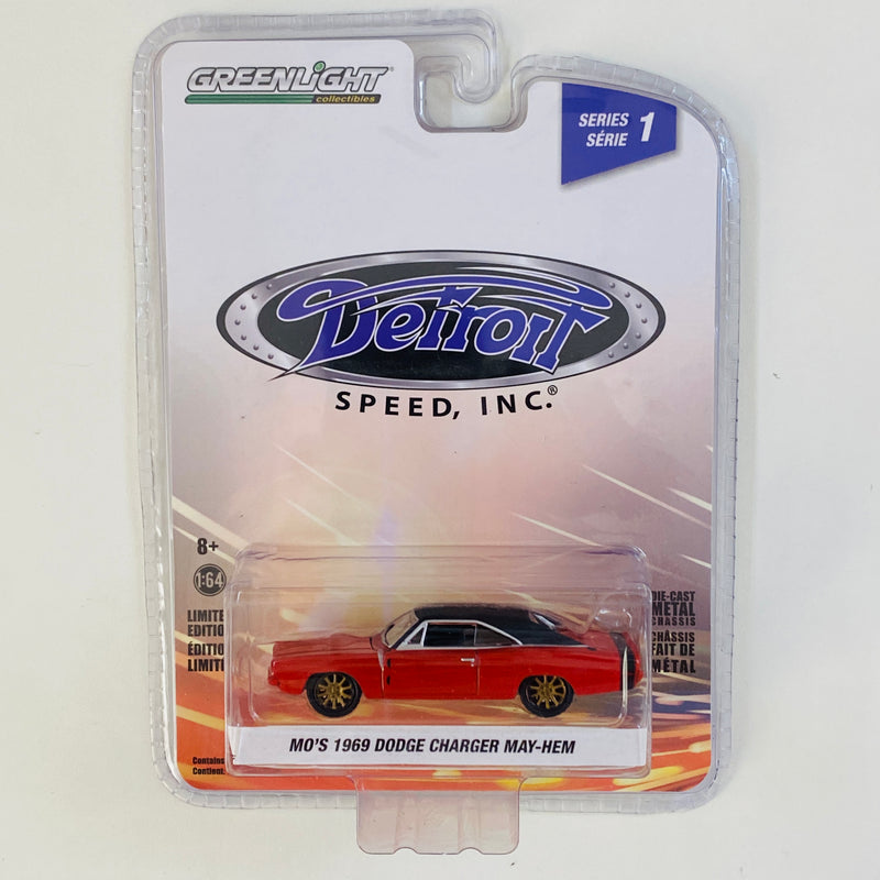 2020 Greenlight Limited Edition Detroit Speed Inc Mo's 1969 Dodge Charger May-Hem rojo Llantas de Goma