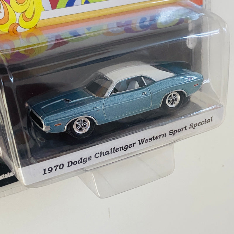 2018 Greenlight Limited Edition Hobby Exclusive 1970 Dodge Challenger Western Sport Special celeste Llantas de Goma