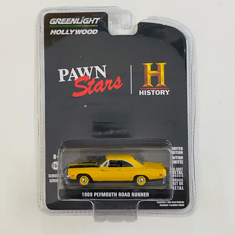 2021 Greenlight Hollywood Limited Edition History Pawn Stars El Precio de la Historia 1969 Plymouth Road Runner amarillo Llantas de Goma