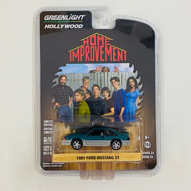 2021 Greenlight Hollywood Limited Edition Home Improvement Mejorando la Casa 1991 Ford Mustang GT verde Llantas de Goma