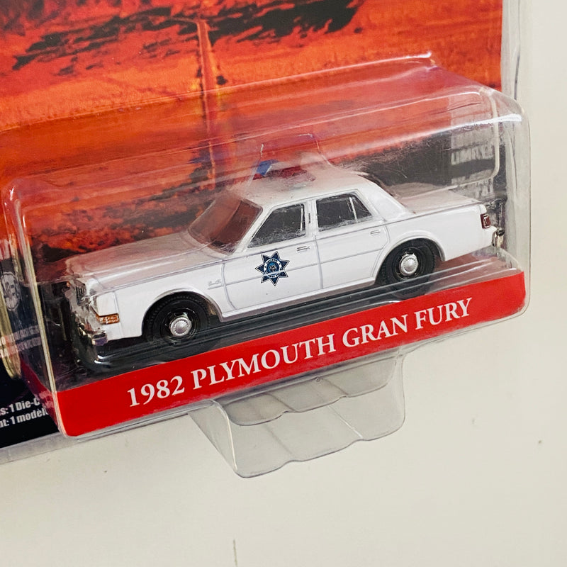 2021 Greenlight Hollywood Limited Edition Thelma & Louise 1982 Plymouth Gran Fury blanco policial Llantas de Goma