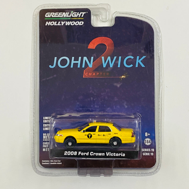 2018 Greenlight Hollywood Limited Edition John Wick 2 2008 Ford Crown Victoria amarillo Llantas de Goma