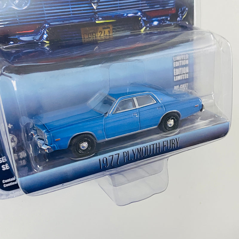 2020 Greenlight Hollywood Limited Edition Christine 1977 Plymouth Fury azul Llantas de Goma - Detalle Burbuja