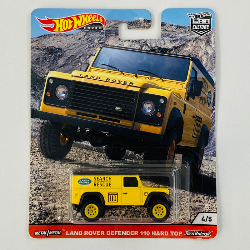 2020 Hot Wheels Premium Car Culture Land Rover Defender 110 Hard Top amarillo Llantas de Goma RR