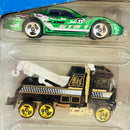 2000 Hot Wheels Powershift Garage 5 Pack Set de 5 - Oldsmobile Olds Aurora GTS-1, Rig Wrecker, Police Cruiser, Porsche 911 GT3, Ford GT-40